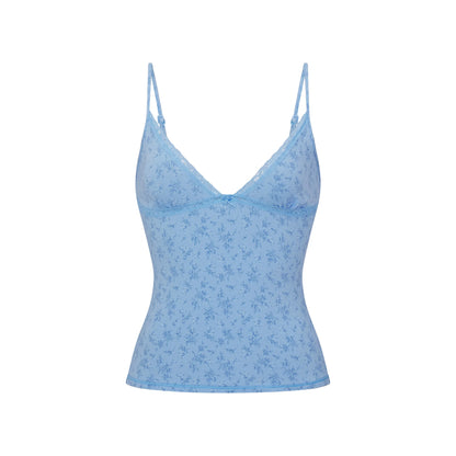 LIGHTWEIGHT COTTON LACE CAMI AND BOY SHORT SET | SURF DAINTY FLORAL PRINT