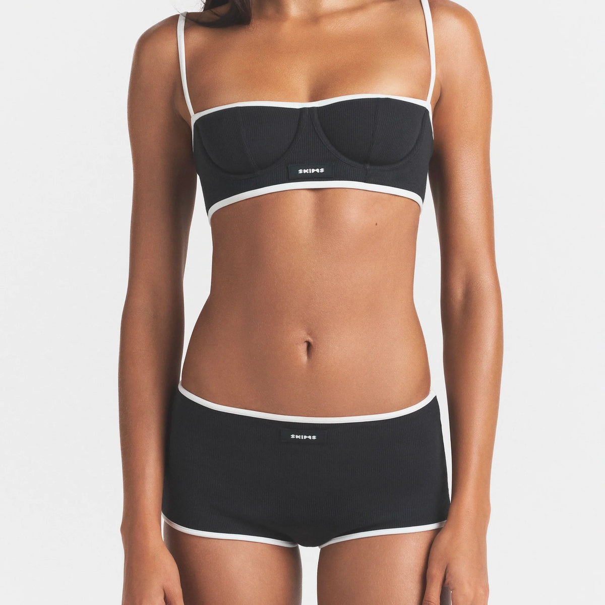 COTTON RIB BALCONETTE BRA | SOOT CONTRAST