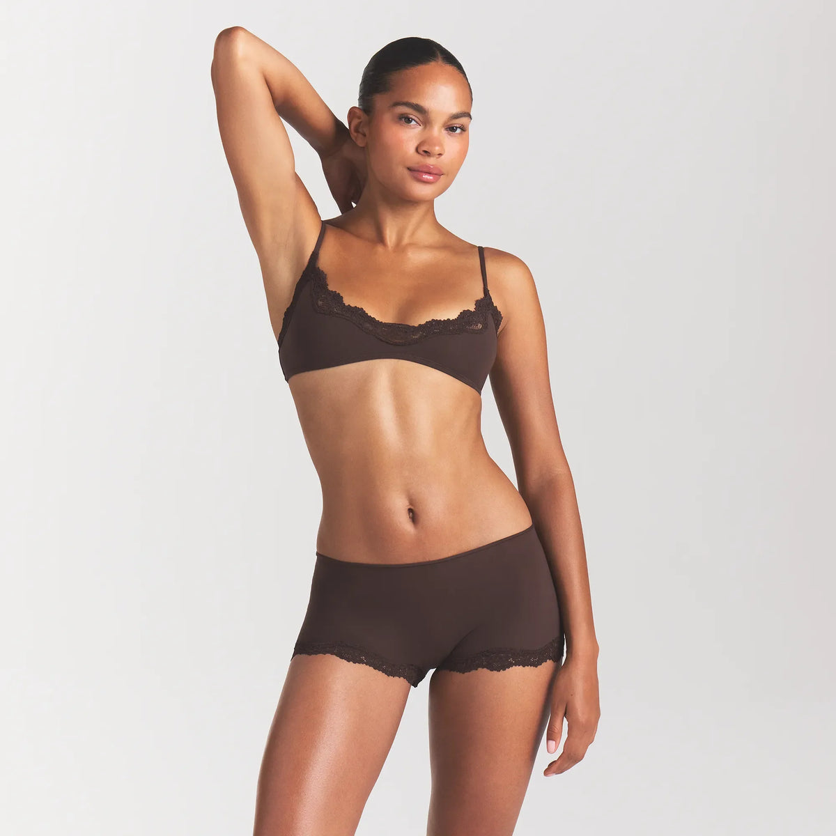 FITS EVERYBODY LACE BOY SHORT | ESPRESSO
