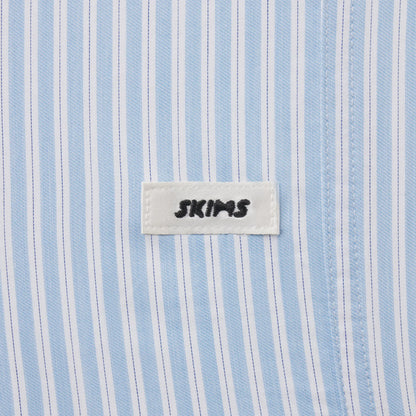 COTTON POPLIN SLEEP RUFFLE SHORT | MARINA MESH STRIPE