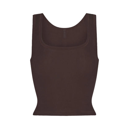 COTTON RIB TANK | ESPRESSO