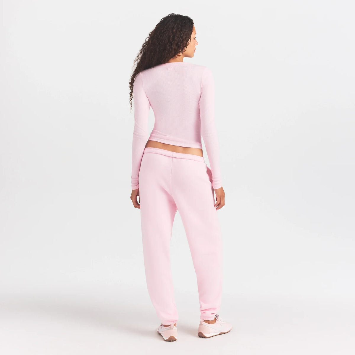 COTTON FLEECE JOGGER WITH EMBOSSED LOGO | CHERRY BLOSSOM
