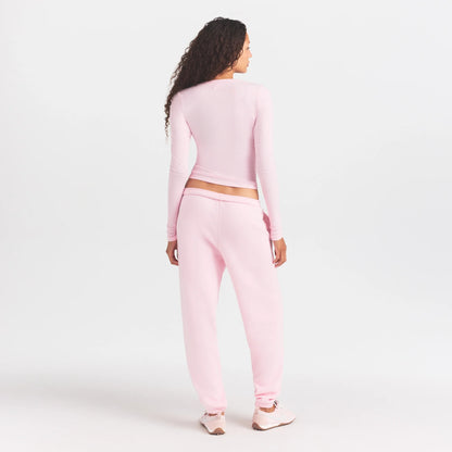 COTTON FLEECE JOGGER WITH EMBOSSED LOGO | CHERRY BLOSSOM