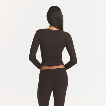 ESSENTIAL KNIT WRAP SWEATER | ESPRESSO