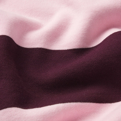 BOYFRIEND FLEECE OVERSIZED POLO | CURRANT RUGBY STRIPE