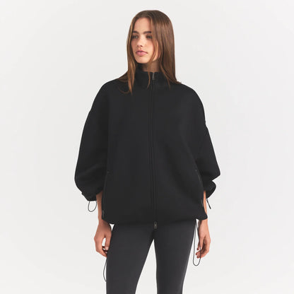 NEOPRENE OUTERWEAR OVERSIZED MOCK NECK JACKET | OBSIDIAN