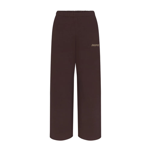COTTON FLEECE STRAIGHT LEG PANT WITH EMBOSSED LOGO | ESPRESSO