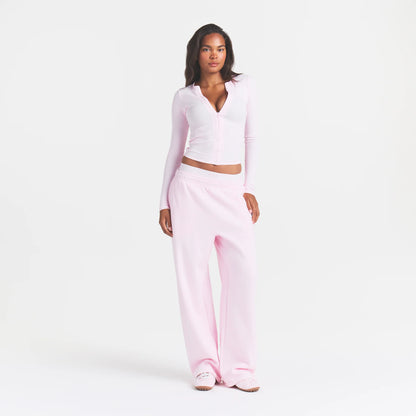 COTTON RIB ZIP UP TOP | CHERRY BLOSSOM
