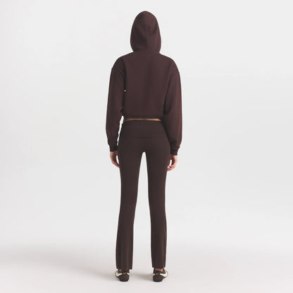 COTTON FLEECE HOODIE WITH EMBOSSED LOGO | ESPRESSO