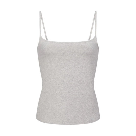 COTTON JERSEY SCOOP NECK CAMI | LIGHT HEATHER GREY