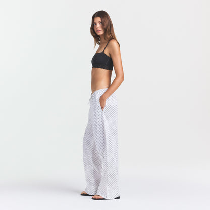 COTTON POPLIN SLEEP STRAIGHT LEG PANT | ONYX DOT PRINT
