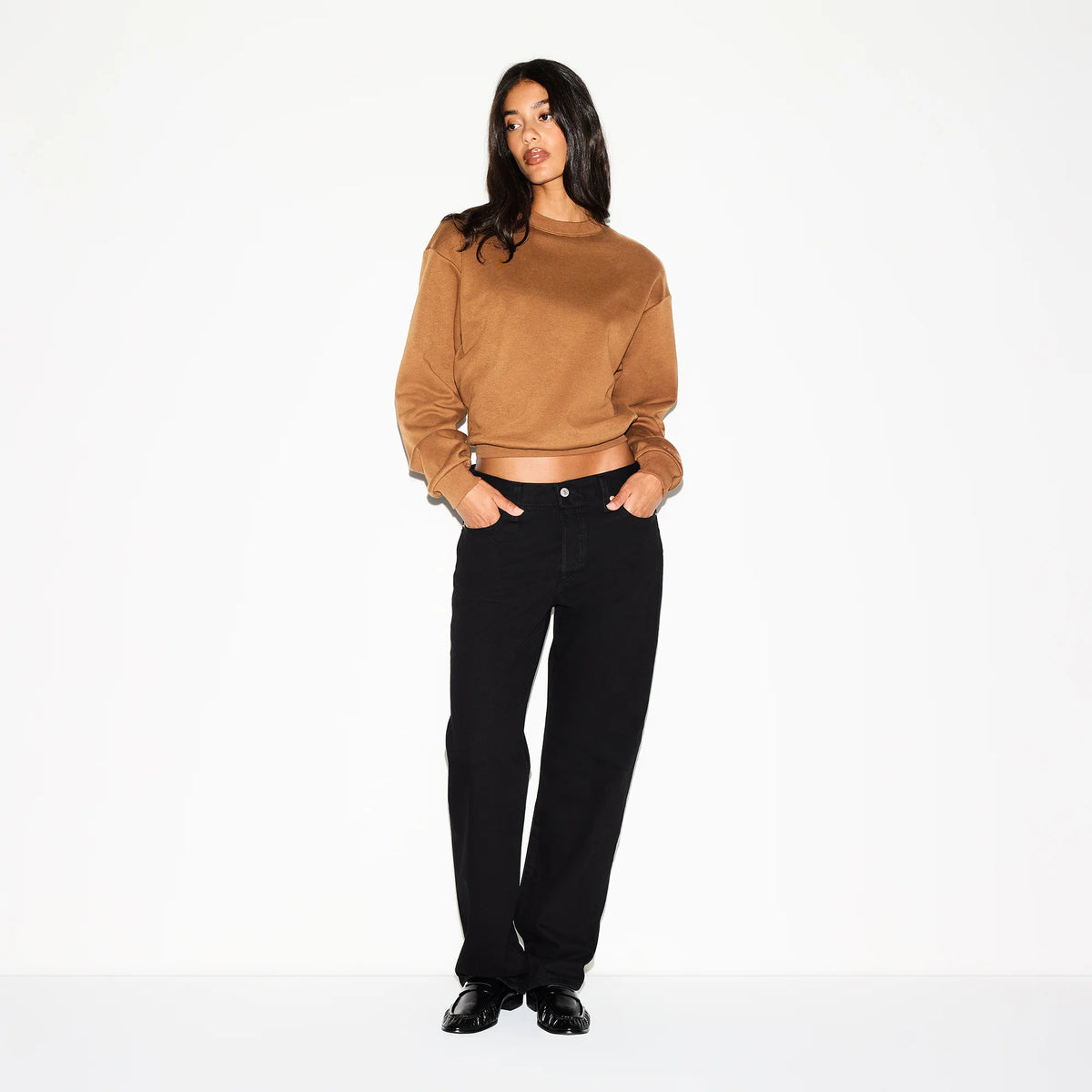COTTON FLEECE CREWNECK | BISON