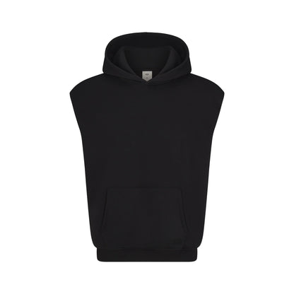 FLEECE LOUNGE MENS SLEEVELESS HOODIE | WASHED ONYX