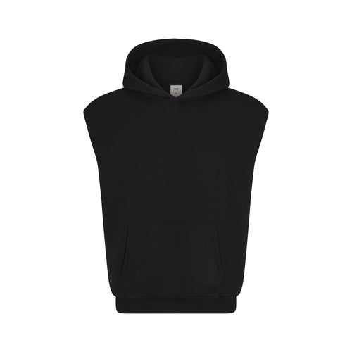 FLEECE LOUNGE MENS SLEEVELESS HOODIE | WASHED ONYX