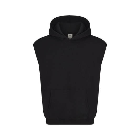 FLEECE LOUNGE MENS SLEEVELESS HOODIE | WASHED ONYX