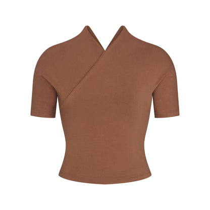 COTTON JERSEY WRAP TOP | JASPER