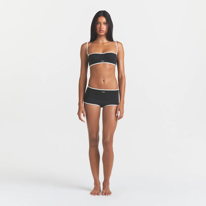 COTTON RIB BALCONETTE BRA | SOOT CONTRAST
