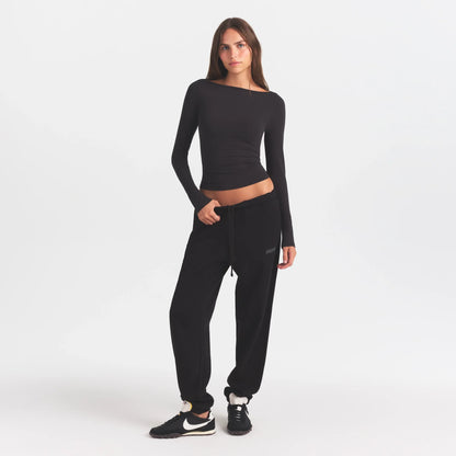 COTTON FLEECE JOGGER WITH EMBOSSED LOGO | ONYX