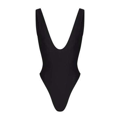 ICONIC SWIM PLUNGE ONE PIECE | OBSIDIAN