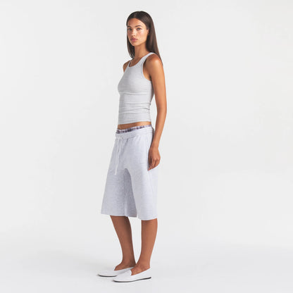 COTTON FLEECE LONG SHORT | LIGHT HEATHER GREY