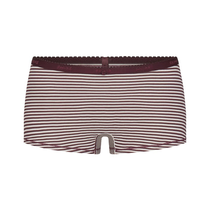 LIGHTWEIGHT COTTON LOGO PICOT CAMI AND BOY SHORT SET | CURRANT FEEDER STRIPE