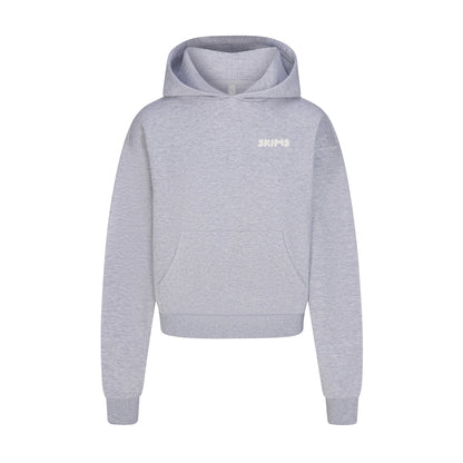 COTTON FLEECE HOODIE WITH EMBOSSED LOGO | HEATHER GREY