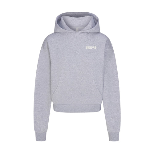 COTTON FLEECE HOODIE WITH EMBOSSED LOGO | HEATHER GREY