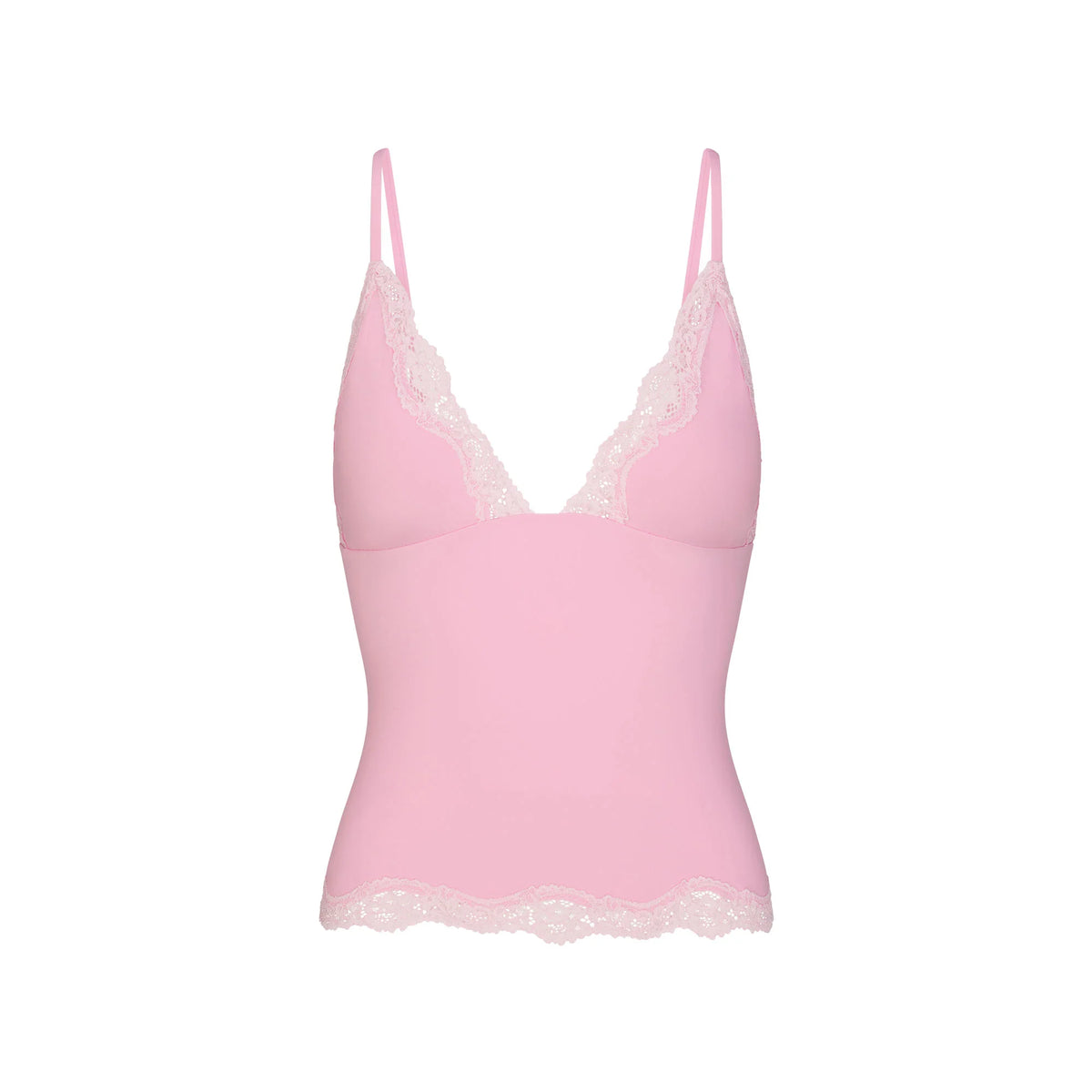 FITS EVERYBODY LACE TRIANGLE CAMI AND BOY SHORT SET | BUBBLE GUM TONAL