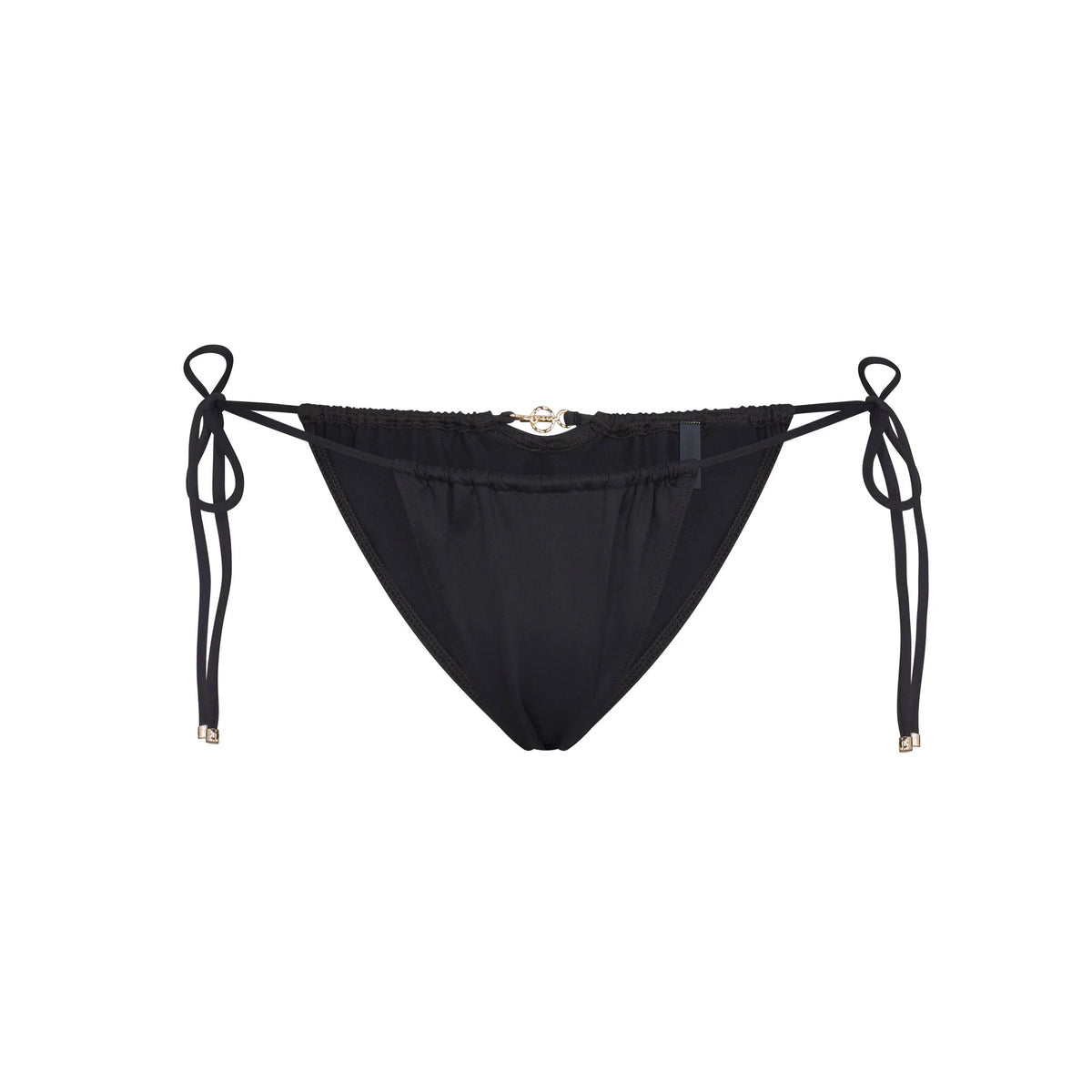 ICONIC SWIM HARDWARE TIE SIDE BIKINI BOTTOM | OBSIDIAN