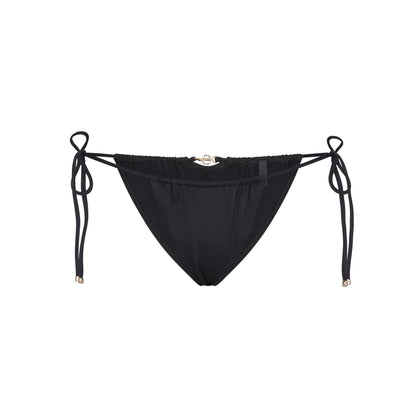ICONIC SWIM HARDWARE TIE SIDE BIKINI BOTTOM | OBSIDIAN