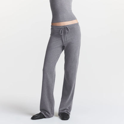 COTTON JERSEY STRAIGHT LEG PANT | DARK HEATHER GREY
