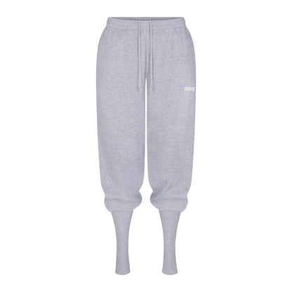 COTTON FLEECE SWEATPANT WITH RIB LEG WARMER WITH EMBOSSED LOGO | HEATHER GREY