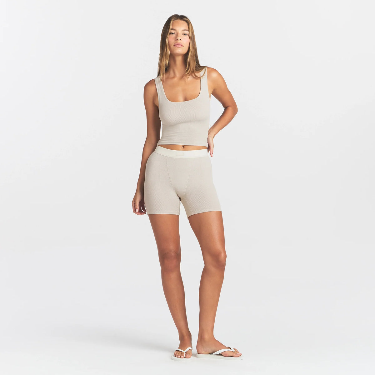 COTTON RIB BOXER | STONE