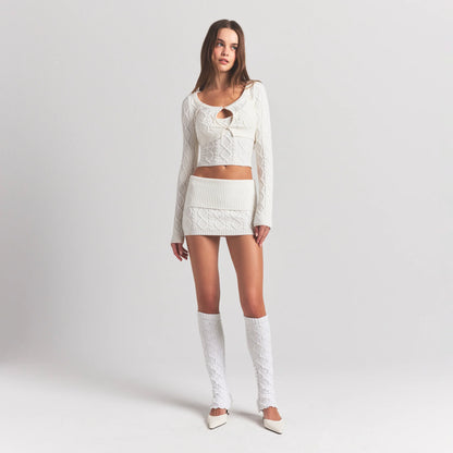 COZY LIGHT CABLE KNIT LEG WARMERS | IVORY