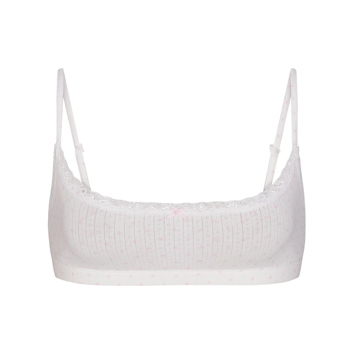 LIGHTWEIGHT COTTON POINTELLE SCOOP BRALETTE | SNOW PEONY PIN DOT
