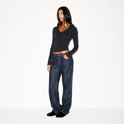 COTTON JERSEY SHIRRED BUST LONG SLEEVE | SOOT