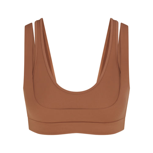 NikeSKIMS MATTE DOUBLE STRAP SCOOP BRA | CAROB BROWN