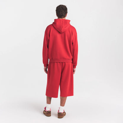 FLEECE LOUNGE MENS RELAXED LONG SHORT | WASHED RED