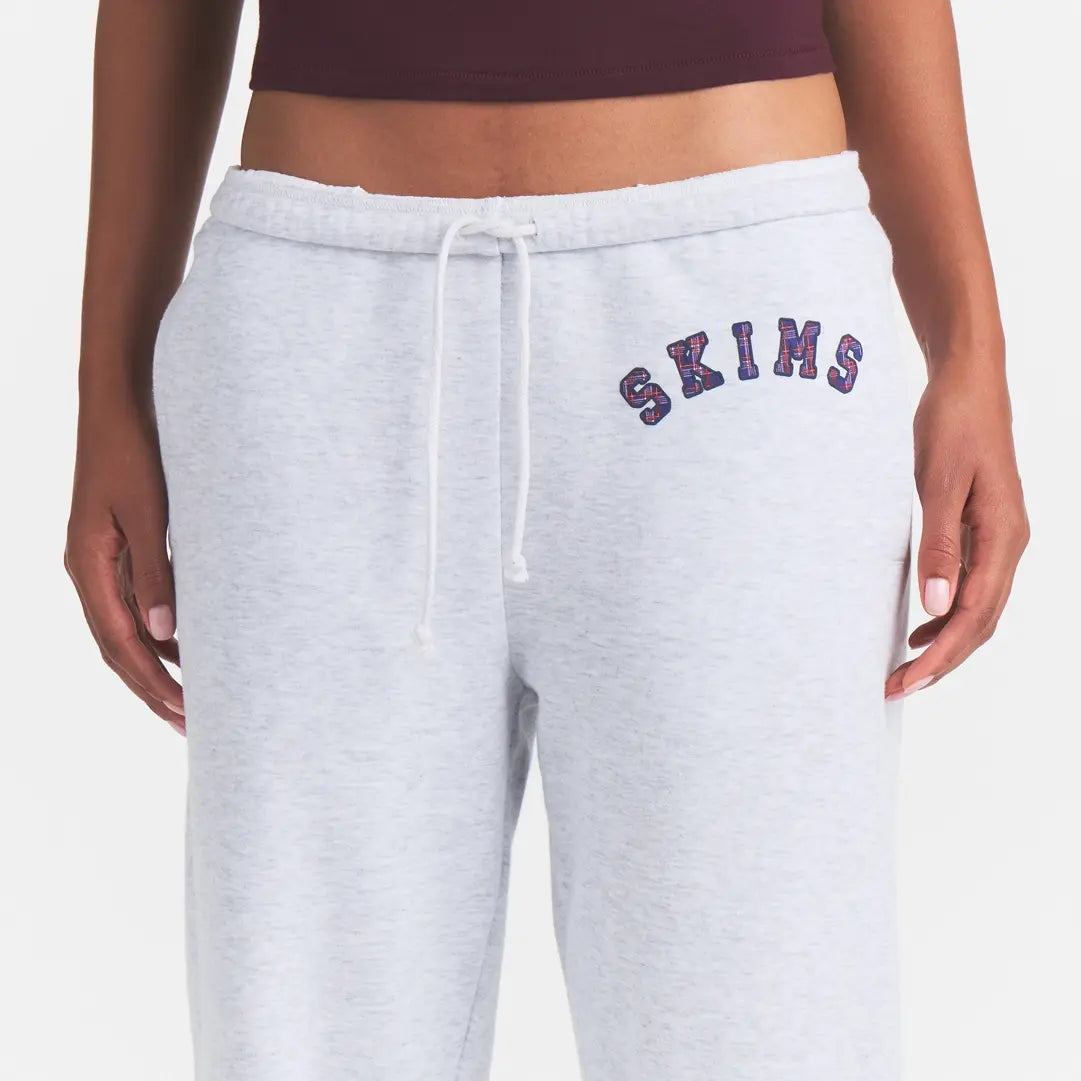 COTTON FLEECE JOGGER | LIGHT HEATHER GREY ARCHED SKIMS PLAID