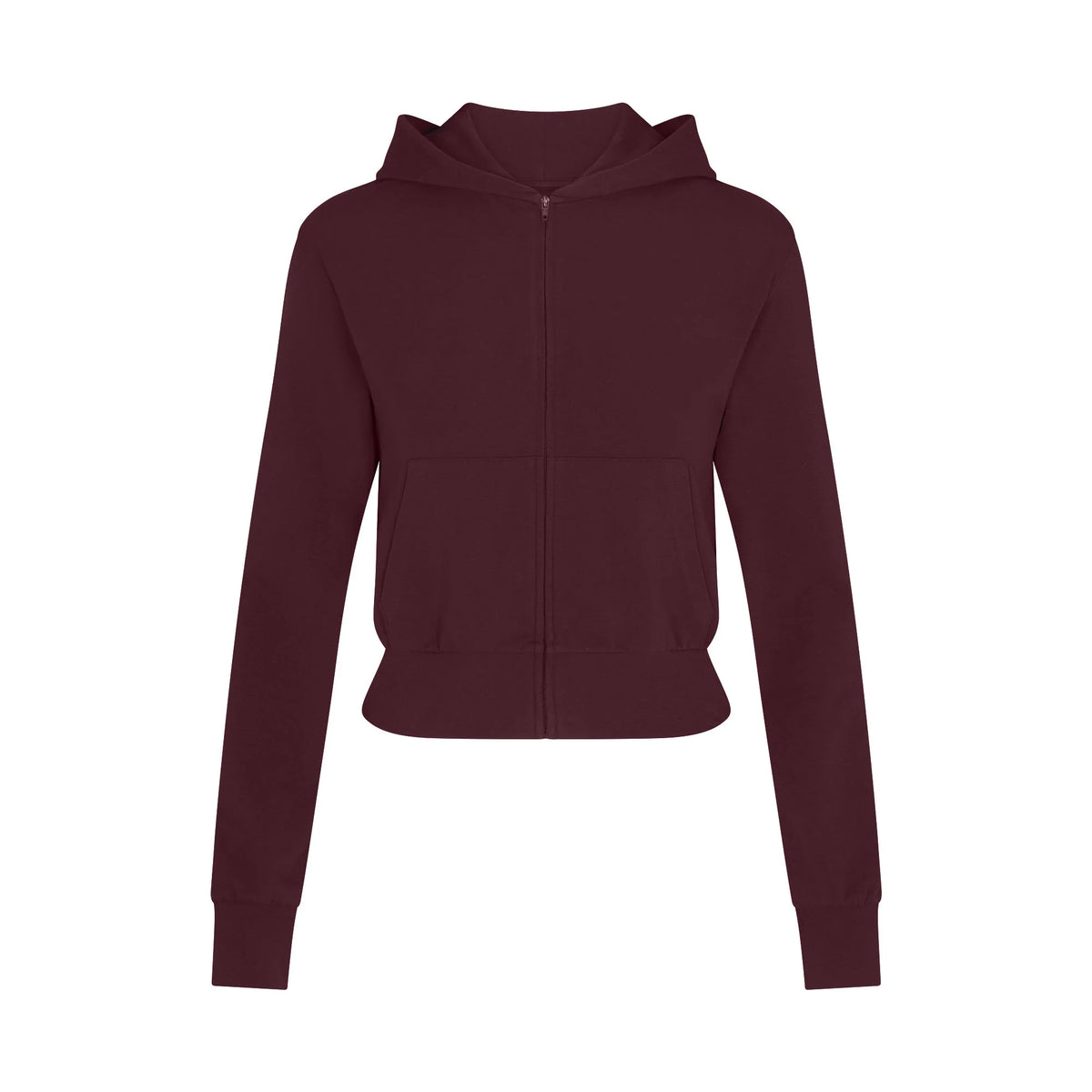 COTTON JERSEY ZIP UP HOODIE | CURRANT