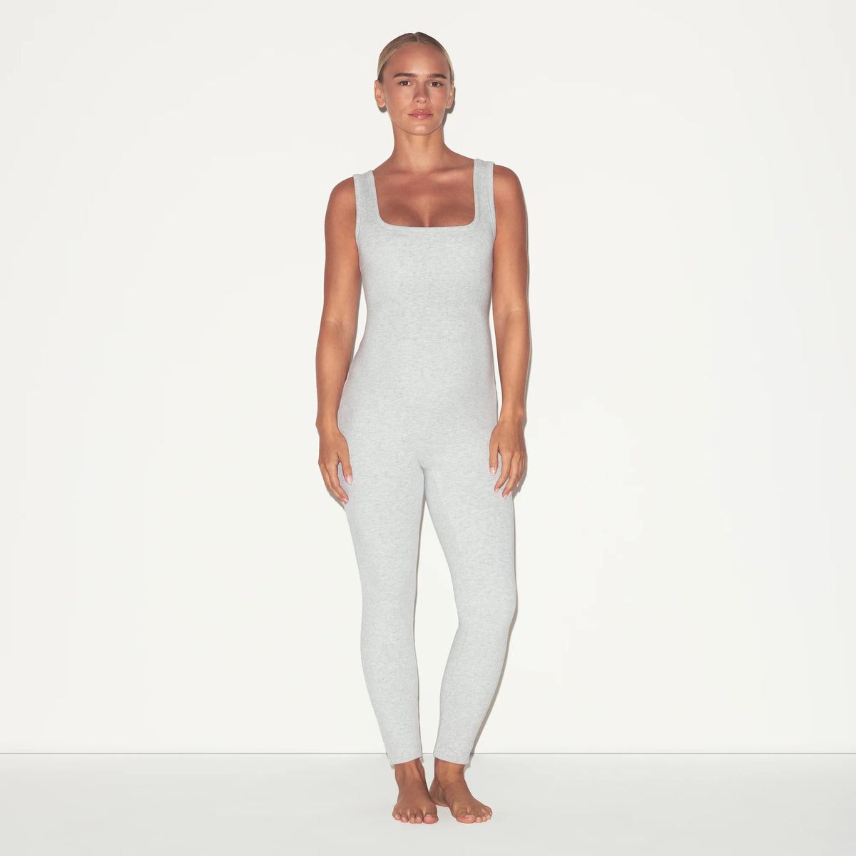 COTTON JERSEY MATERNITY CATSUIT | LIGHT HEATHER GREY