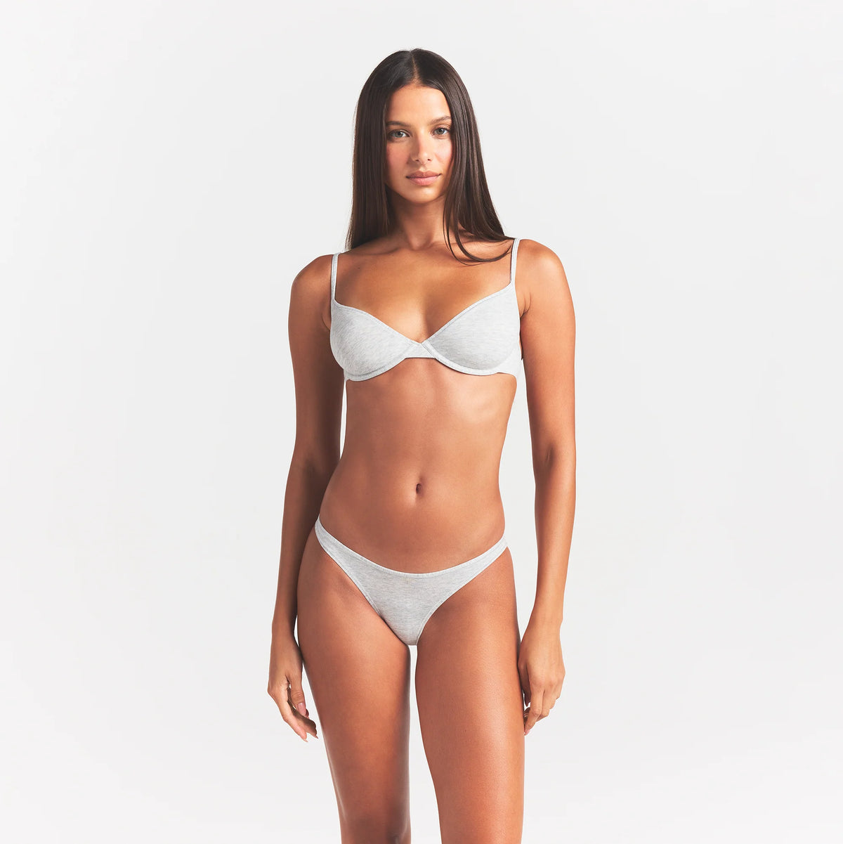 EVERYDAY COTTON UNLINED DEMI BRA | LIGHT HEATHER GREY
