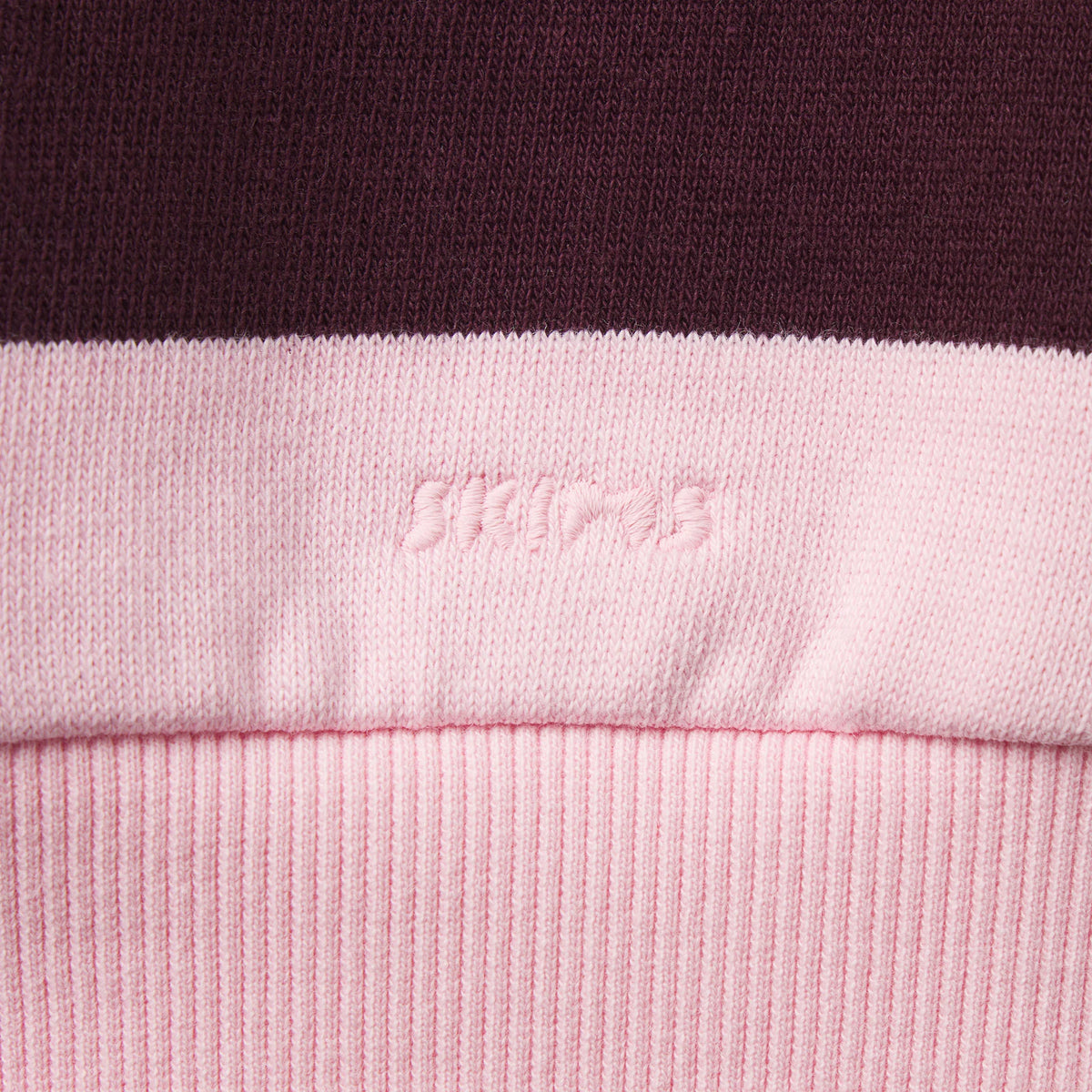 BOYFRIEND FLEECE OVERSIZED POLO | CURRANT RUGBY STRIPE