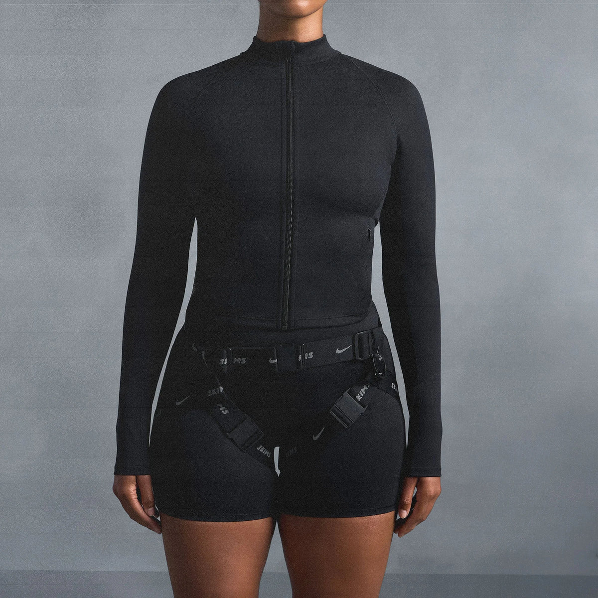NikeSKIMS MATTE MOCK NECK FULL ZIP JACKET | OBSIDIAN