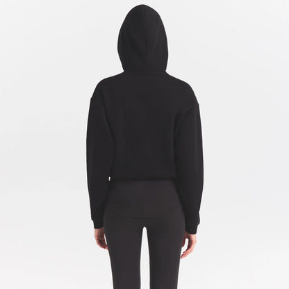 COTTON FLEECE HOODIE WITH EMBOSSED LOGO | ONYX