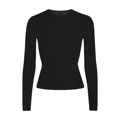 FEATHERWEIGHT CASHMERE LONG SLEEVE TOP | ONYX