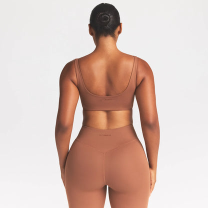 NikeSKIMS MATTE SCOOP NECK BRA | CAROB BROWN