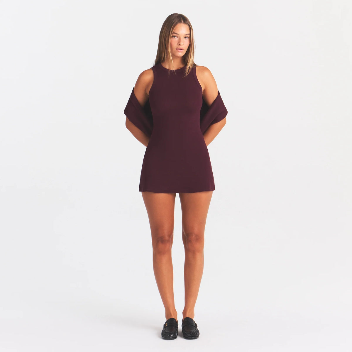 COTTON RIB TANK DRESS | CURRANT