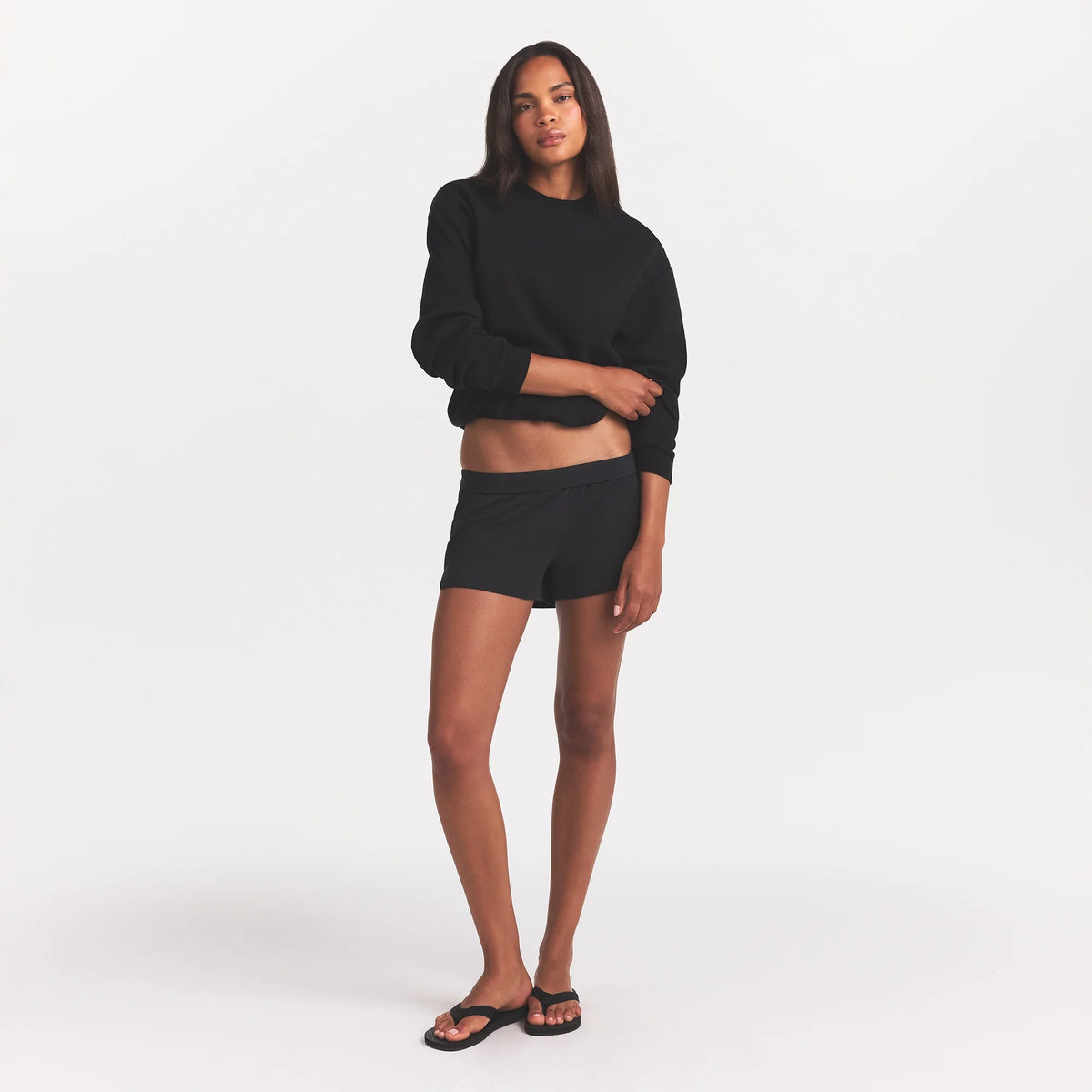COTTON FLEECE CREWNECK | ONYX