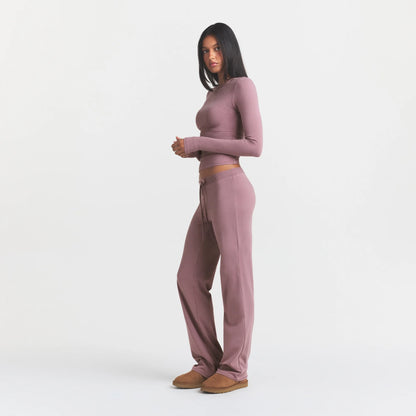COTTON JERSEY STRAIGHT LEG PANT | MUTED MAUVE